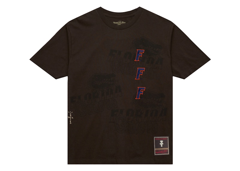 Pre-owned Travis Scott X Mitchell & Ness Florida Gators Seal T-shirt In Brown