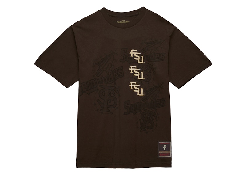 Pre-owned Travis Scott X Mitchell & Ness Florida State Seminoles Seal T-shirt In Brown