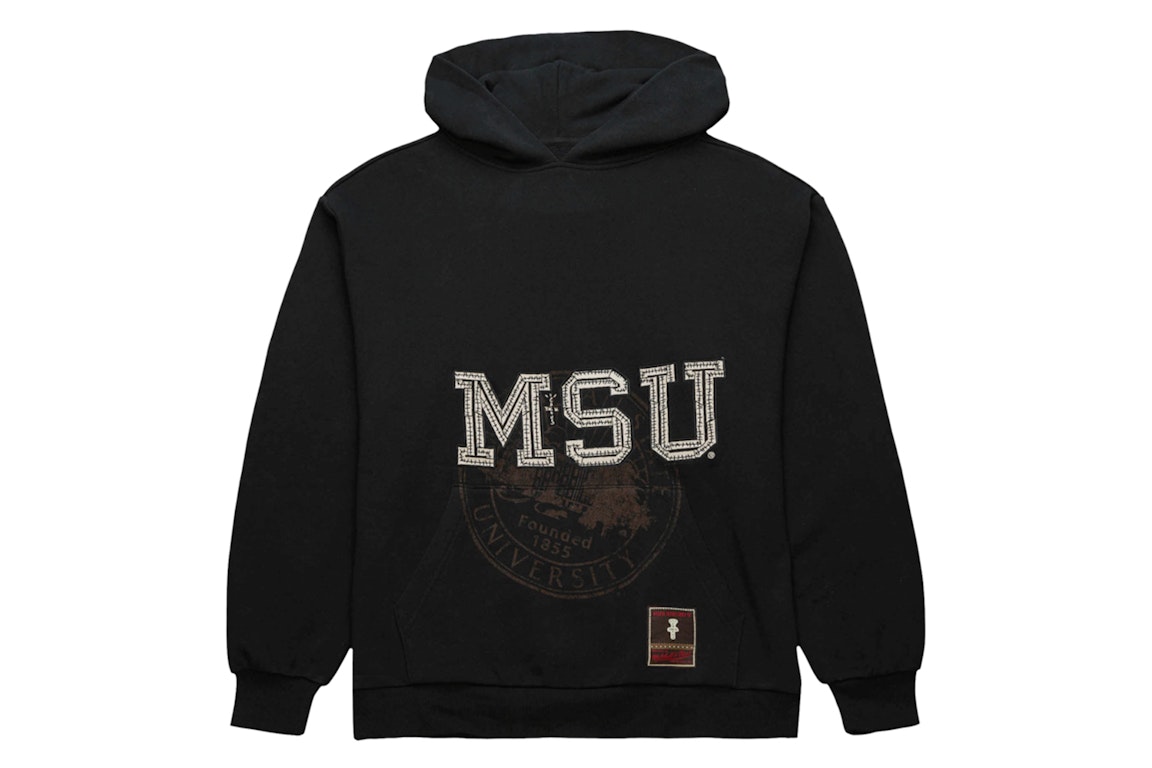 Pre-owned Travis Scott X Mitchell & Ness Michigan State Spartans Overlap Pullover Hoodie Black