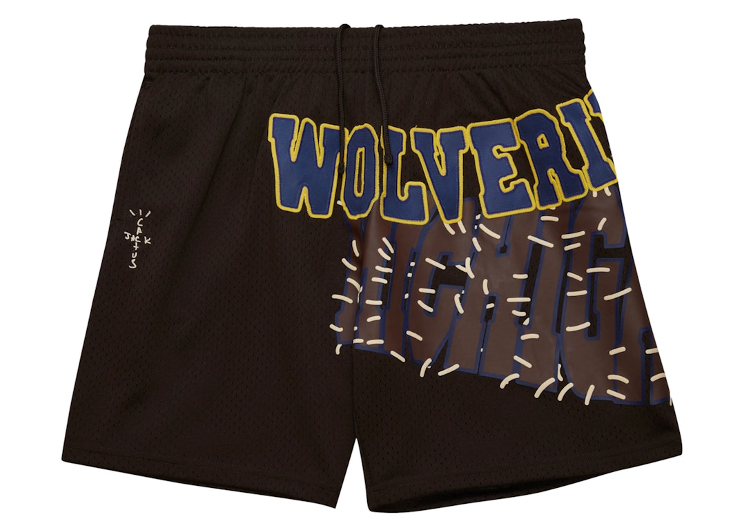 Pre-owned Travis Scott X Mitchell & Ness Michigan Wolverines Basketball Shorts Brown
