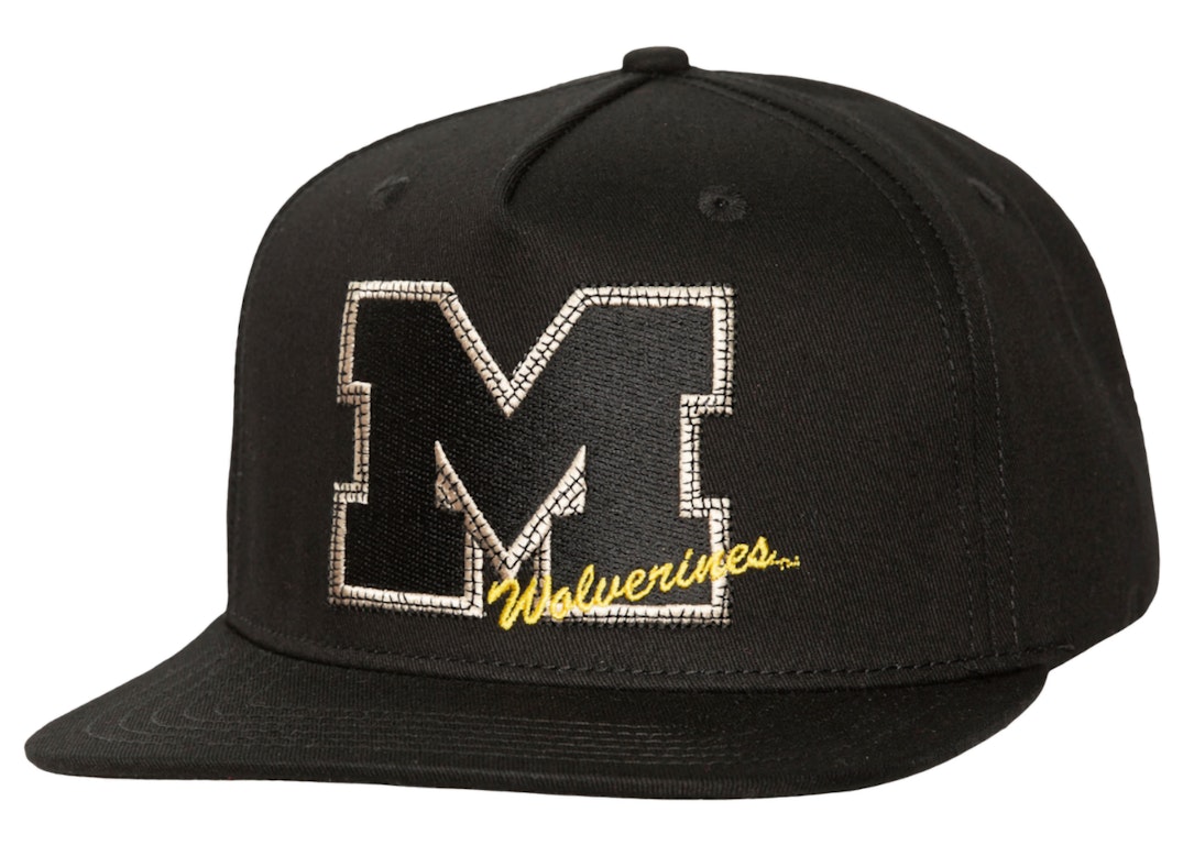 Pre-owned Travis Scott X Mitchell & Ness Michigan Wolverines Snapback Hat Black