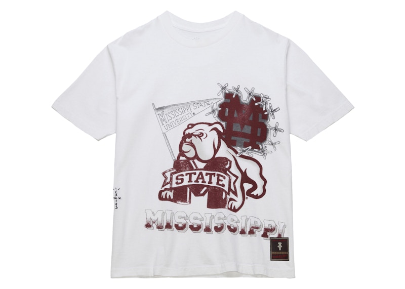 Travis Scott x Mitchell & Ness Mississippi State Bulldogs Hand-Drawn T-Shirt  White - SS24 - US