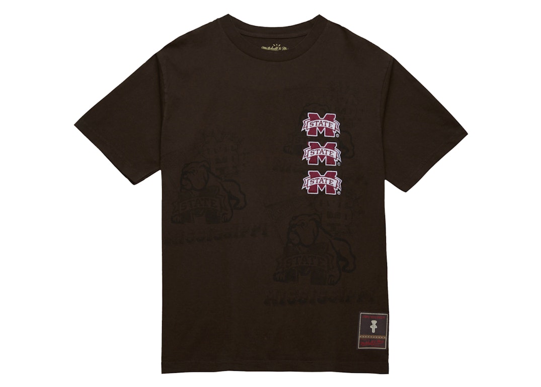 Pre-owned Travis Scott X Mitchell & Ness Mississippi State Bulldogs Seal T-shirt Brown