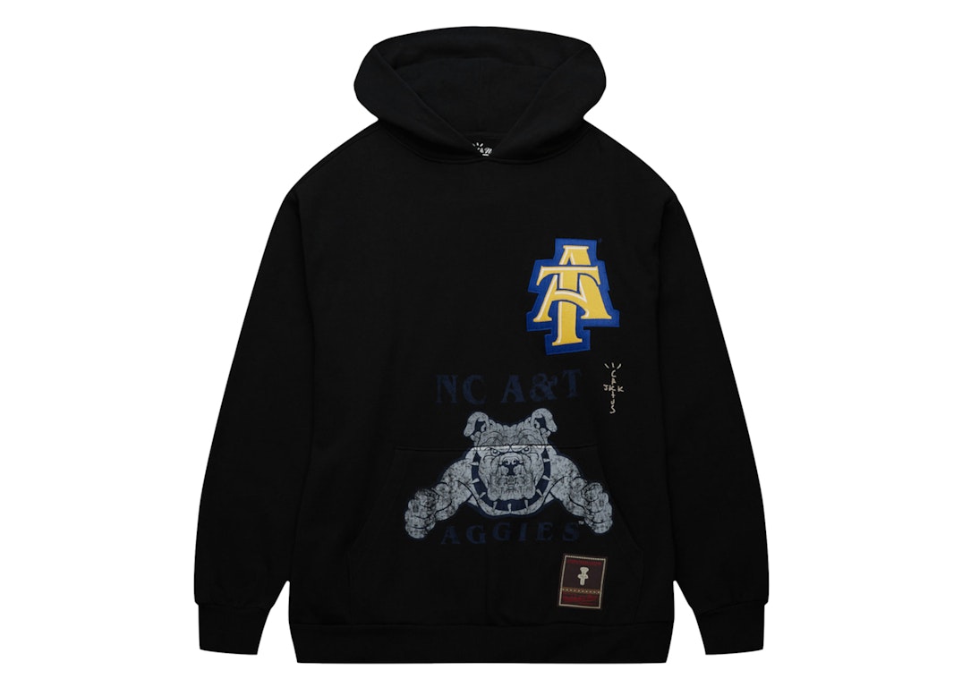 Pre-owned Travis Scott X Mitchell & Ness North Carolina A&t Aggies Overlap Pullover Hoodie Black