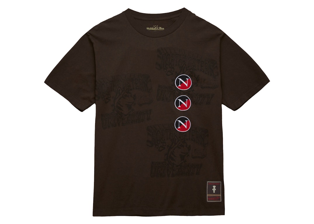 Pre-owned Travis Scott X Mitchell & Ness Northeastern Huskies Seal T-shirt Brown