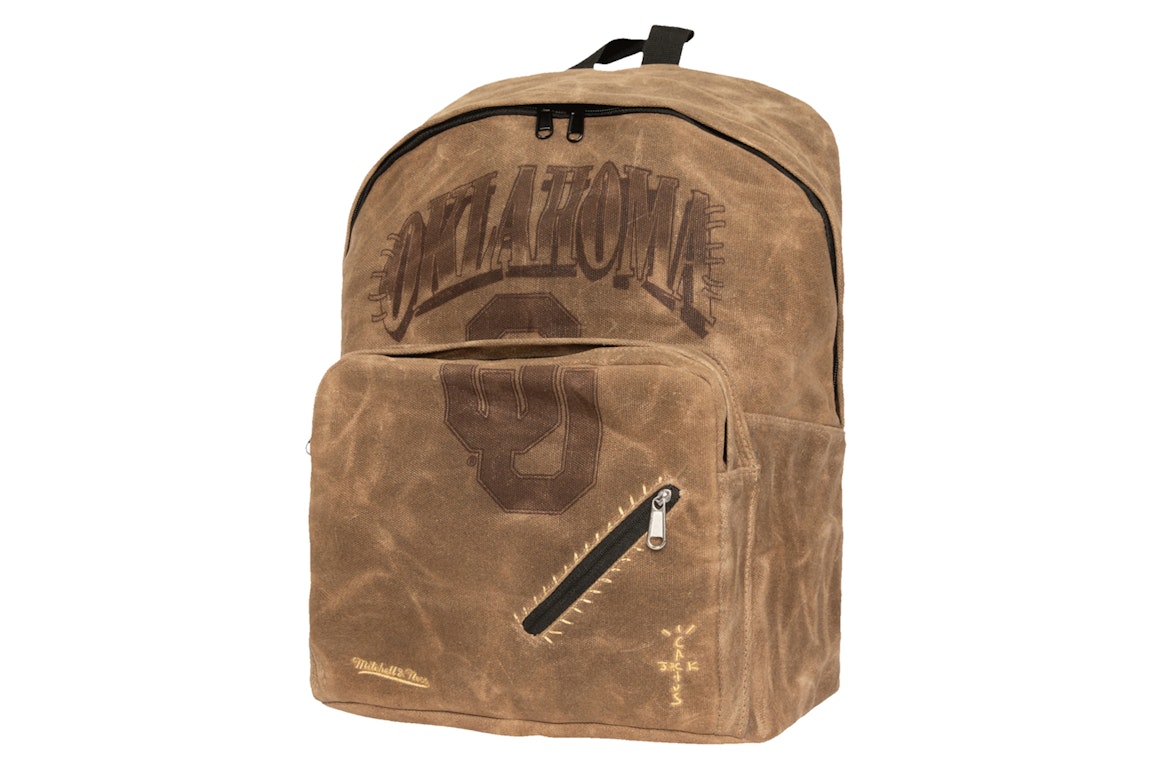 Pre-owned Travis Scott X Mitchell & Ness Oklahoma Sooners Backpack Brown