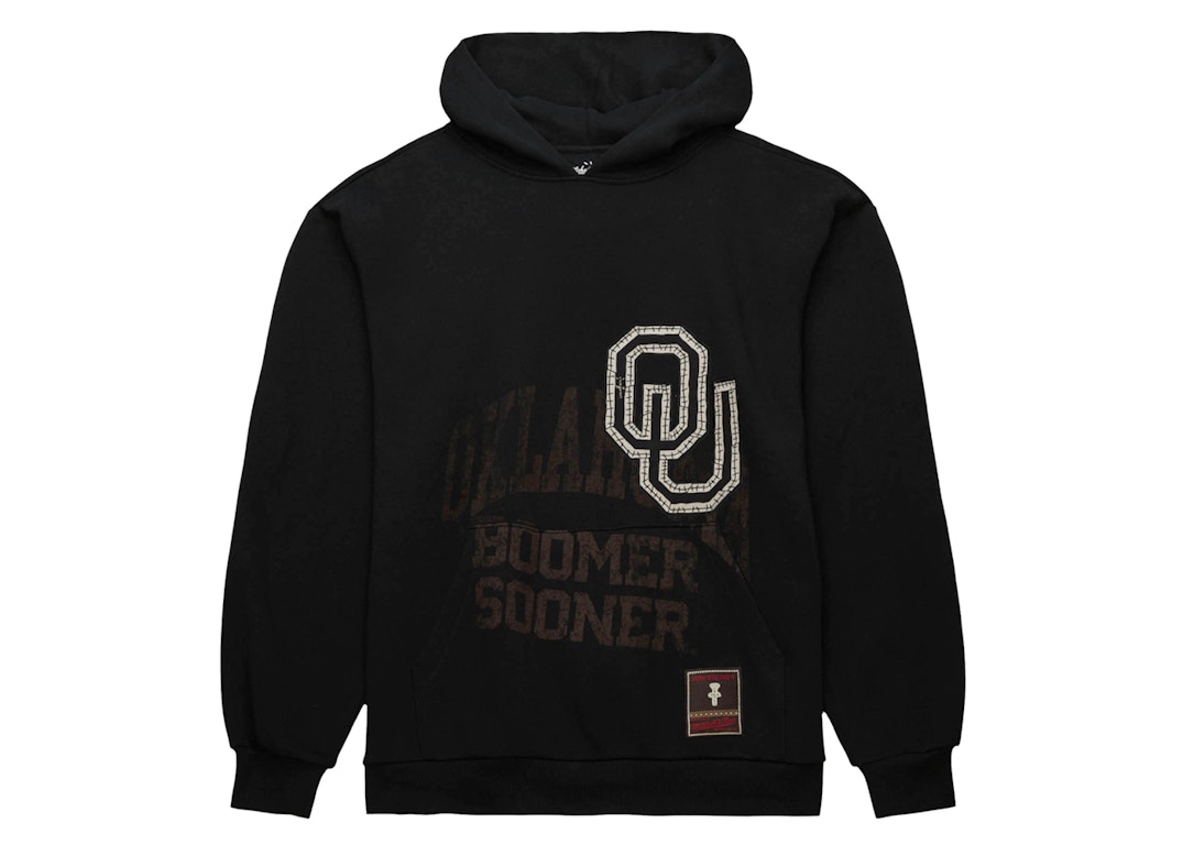 Pre-owned Travis Scott X Mitchell & Ness Oklahoma Sooners Overlap Pullover Hoodie Black