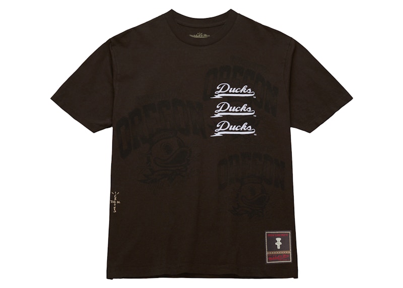 Pre-owned Travis Scott X Mitchell & Ness Oregon Ducks Seal T-shirt In Brown