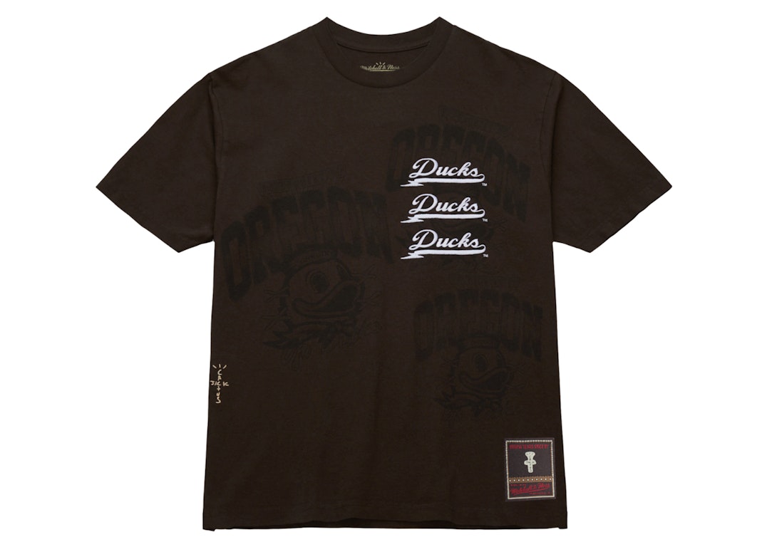 Pre-owned Travis Scott X Mitchell & Ness Oregon Ducks Seal T-shirt Brown