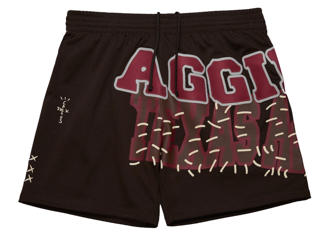 Pre-owned Travis Scott X Mitchell & Ness Texas A&m Aggies Basketball Shorts Brown