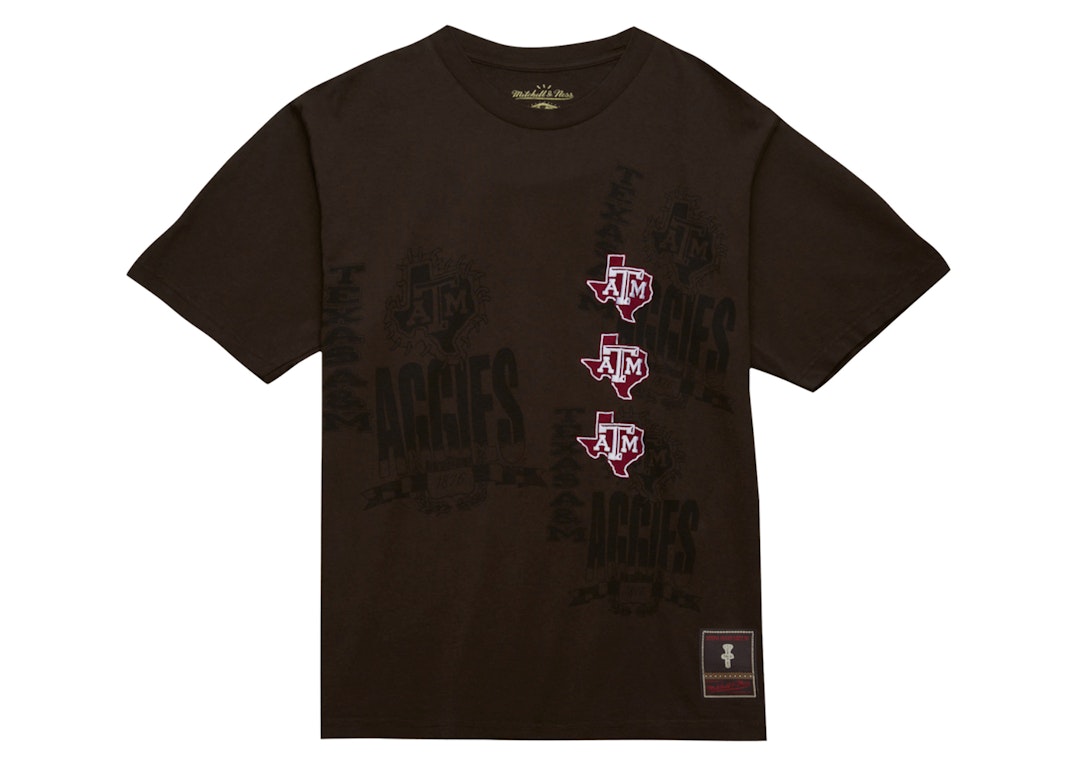 Pre-owned Travis Scott X Mitchell & Ness Texas A&m Aggies Seal T-shirt Brown