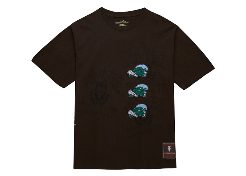 Pre-owned Travis Scott X Mitchell & Ness Tulane Green Wave Seal T-shirt In Brown