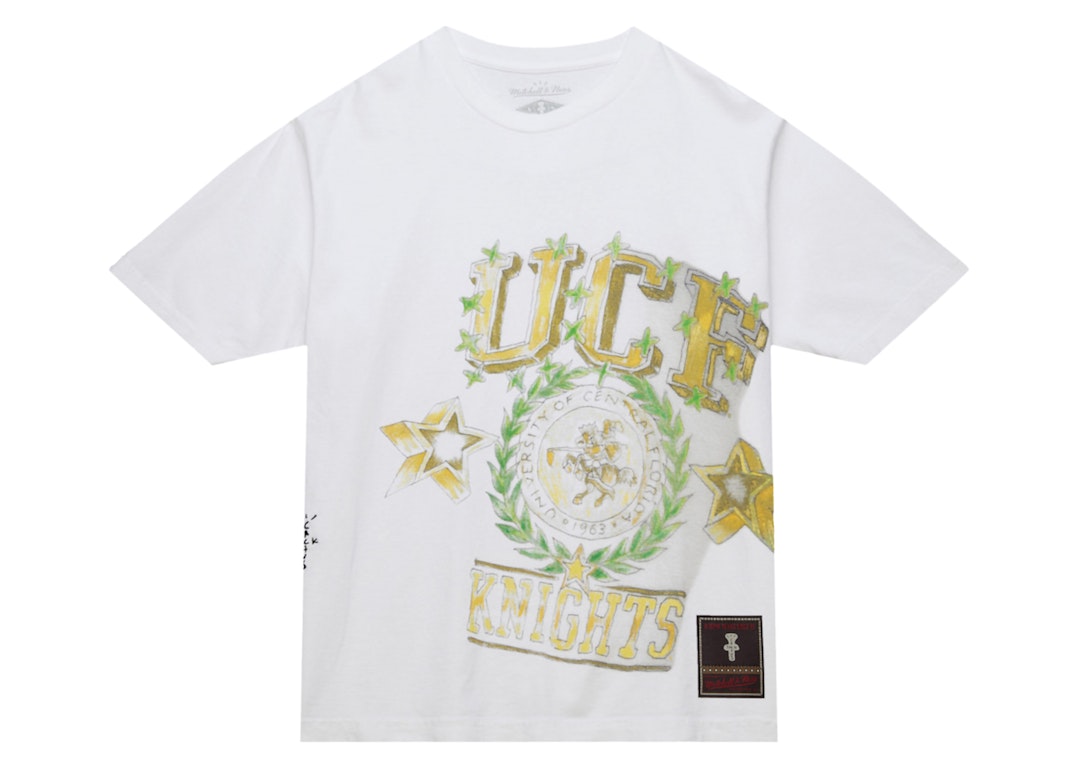 Pre-owned Travis Scott X Mitchell & Ness Ucf Knights Hand-drawn T-shirt White