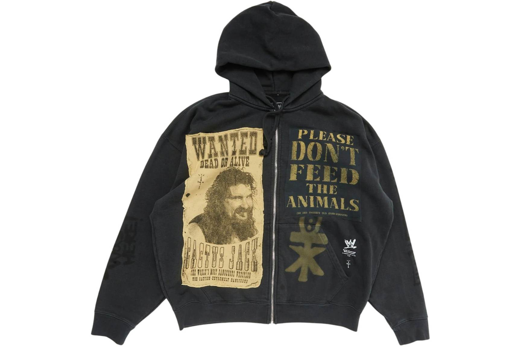 Travis Scott x WWE Double Cactus Jack Mick Foley Zip Hoodie Black ...