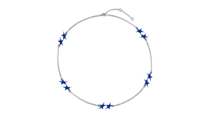 Twojeys Blue Enameled Icon Necklace Silver