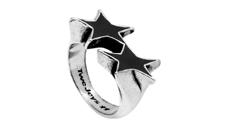 Twojeys Icon Black Enameled Single Ring Silver