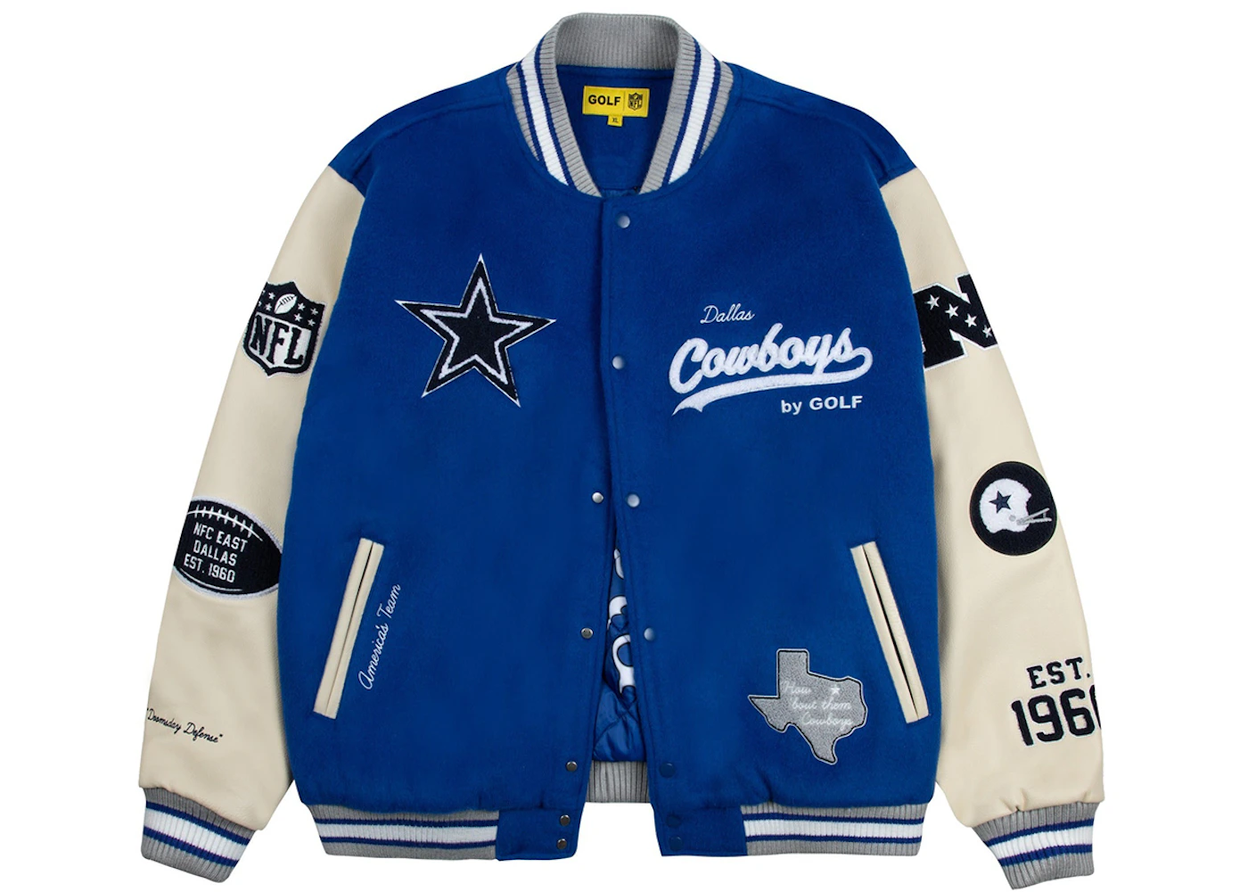 Tyler, The Creator Golf Wang x NFL Cowboys Letterman Jacket Royal