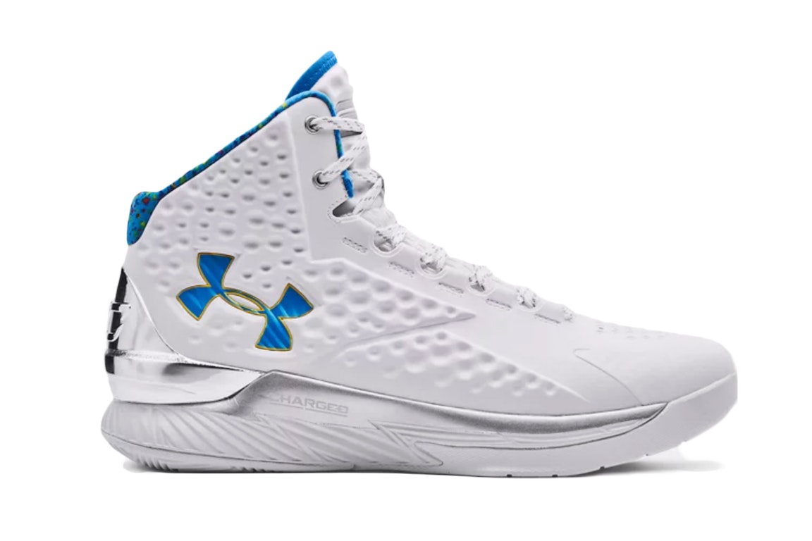 Pre-owned Under Armour Curry 1 Splash Party (2022) In White/metallic Silver/electric Blue