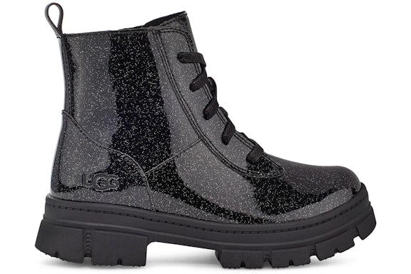 UGG Ashton Lace Up Glitter Boot Glitter Black (Kids)