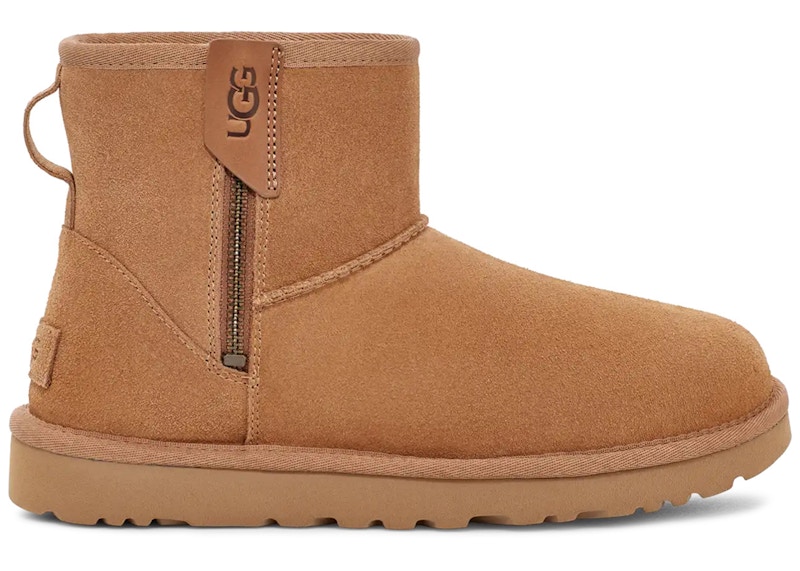 Pre-owned Ugg Classic Mini Bailey Zip Boot (women's) Sneakers In Chestnut