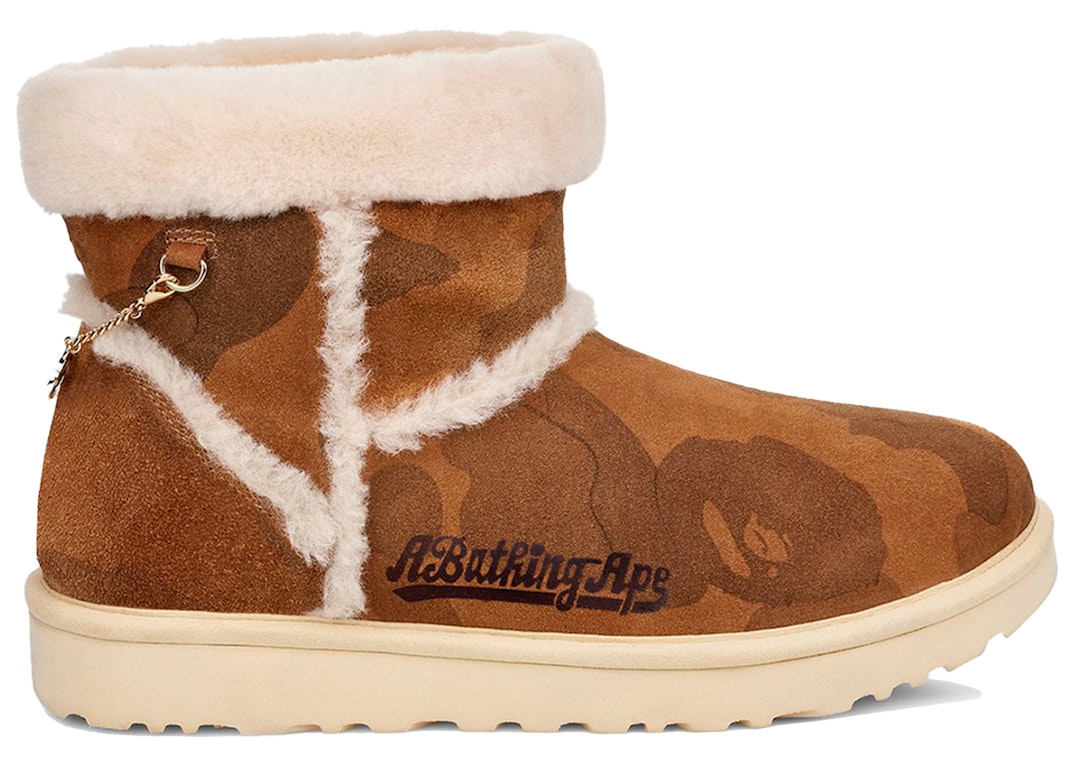 Pre-owned Ugg Classic Mini Boot A Bathing Ape Chestnut
