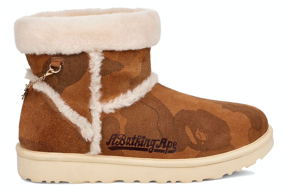 Pre-owned Ugg Classic Mini Boot A Bathing Ape Chestnut