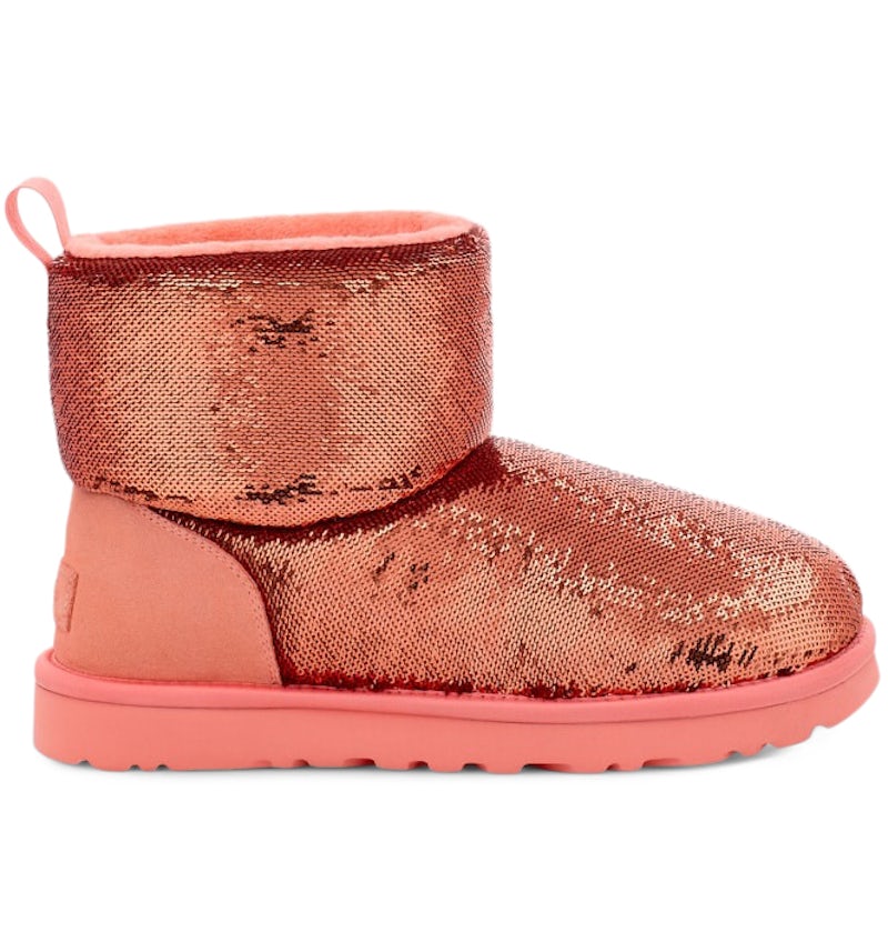 Fur Balls Orange Uggs With Fur UGG Classic Mini Boot Mirror Ball