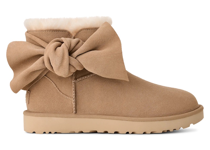 Pre-owned Ugg Classic Mini Bow Boot (women's) Sneakers In Sand
