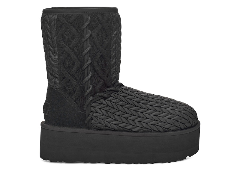 Pre-owned Ugg Classic Short Villa Knit Boot (women's) Sneakers In Black