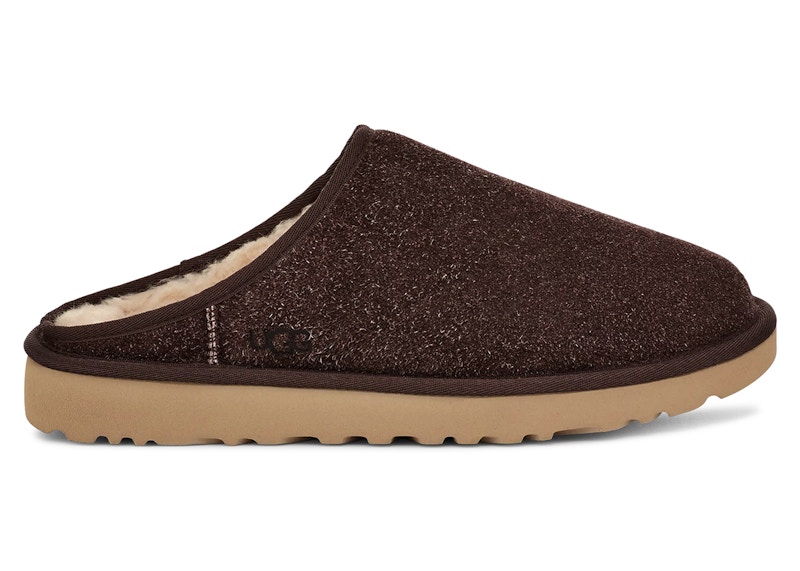 Pre-owned Ugg Men's Classic Slipon Shaggy Suede Slipper Sneakers In Burnt Cedar