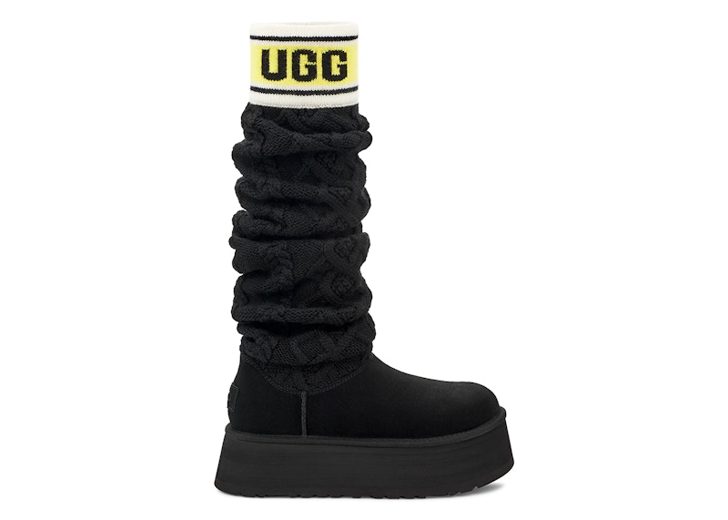 ★ブラック完売続出★UGG sweater letter tall boot UGG Classic Sweater Letter Tall Boot Black (Women's