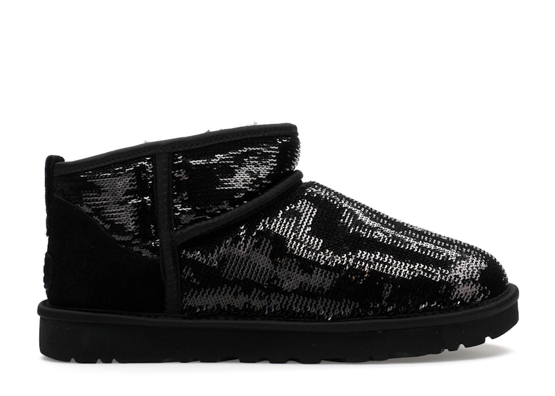 Pre-owned Ugg Classic Ultra Mini Boot Mirror Ball (women's) Sneakers In Black