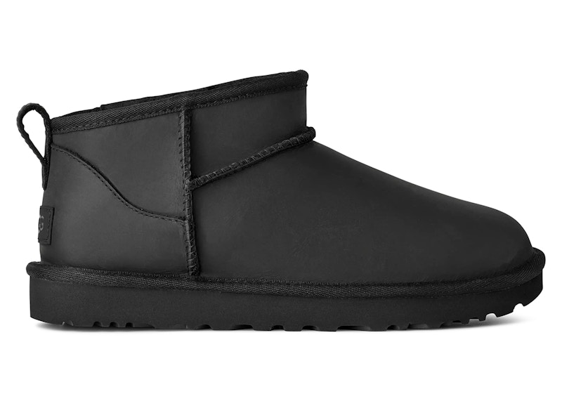 Pre-owned Ugg Classic Ultra Mini Leather Boot (women's) Sneakers In Black