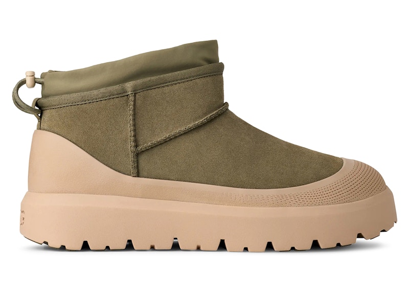 Pre-owned Ugg Men's Classic Ultra Mini Weather Hybrid Boot Sneakers In Burnt Olive/mustard Seed