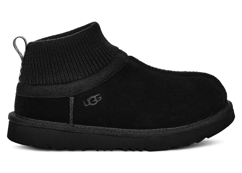 UGG Classic Ultra Stretch Cuff Slipper Black (Kids) - 1157702K-BLK
