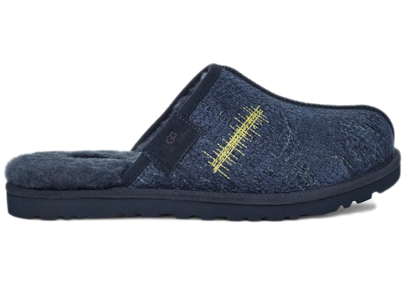 Pre-owned Ugg Men's Embroidered Slide The Elder Statesman Sneakers In Blue