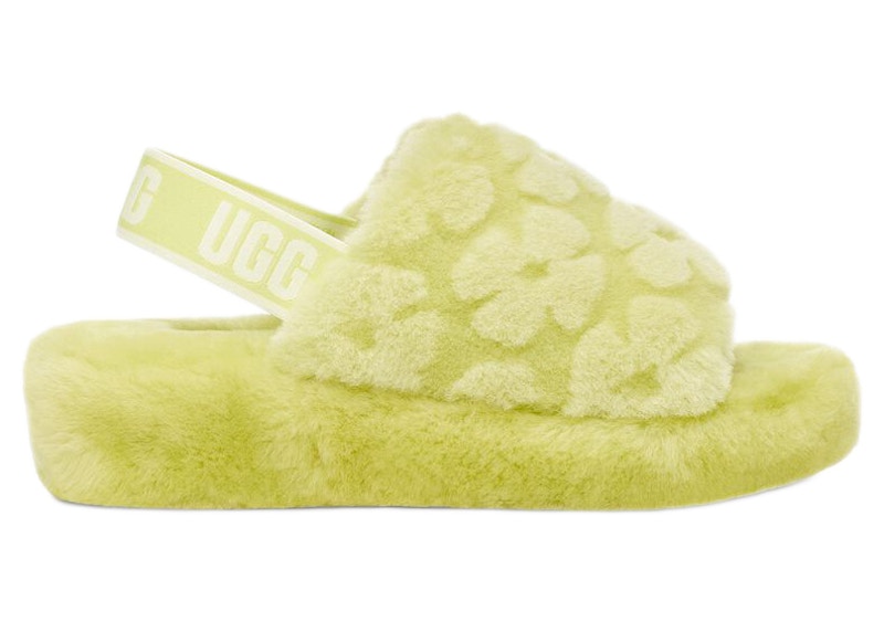 Yellow ugg fluff store yeah slides