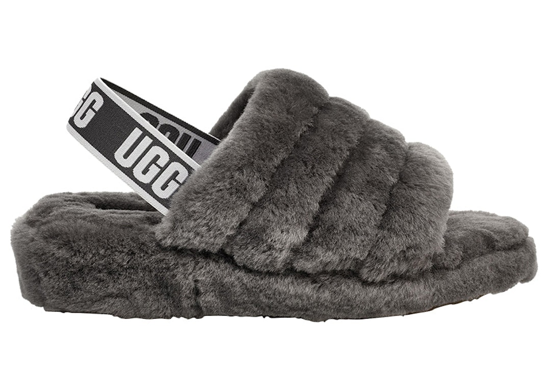 Pre-owned Ugg Fluff Yeah Slide Charcoal (women's)