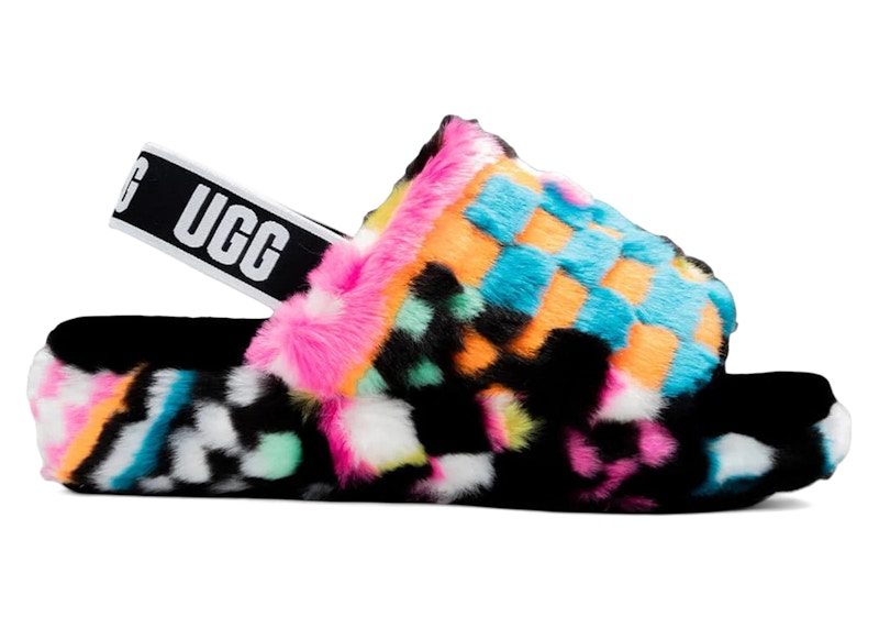 Pre-owned Ugg Fluff Yeah Slide Checks (women's) Sneakers In Black