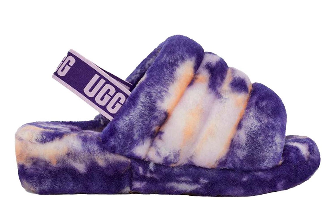 Pre-owned Ugg Fluff Yeah Slide Marble Violet Night (women's) In Violet Night/white