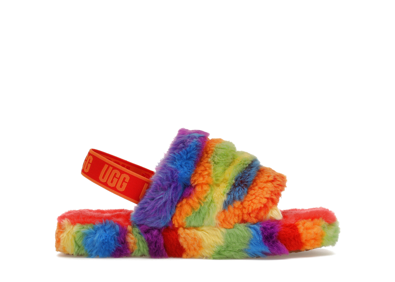 UGG Fluff Yeah Slide Rainbow Stripes (Kids) Kids' - 1119840K-RSTR - US