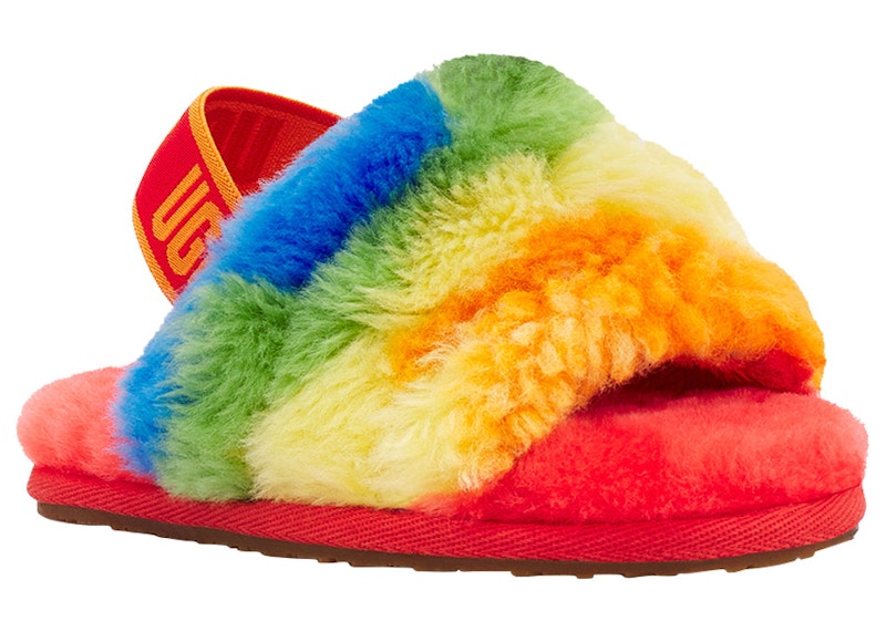 UGG Fluff Yeah Slide Rainbow Stripes Toddler