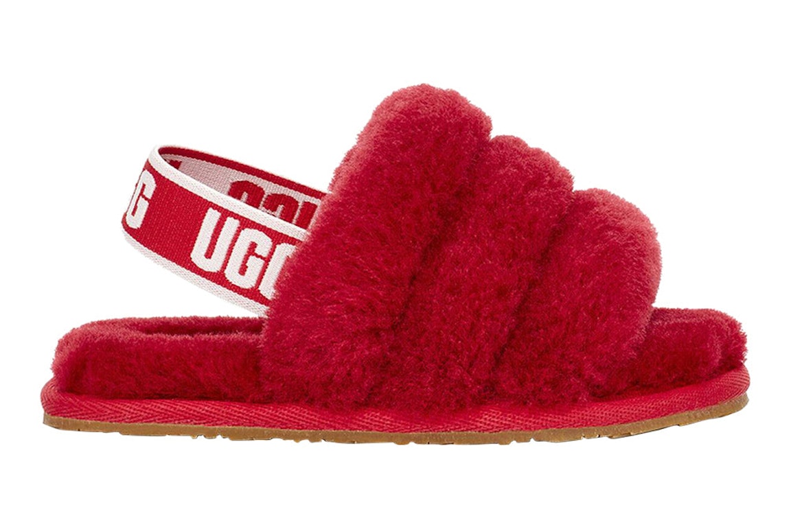 Pre-owned Ugg Fluff Yeah Slide Ribbon Red (toddler)