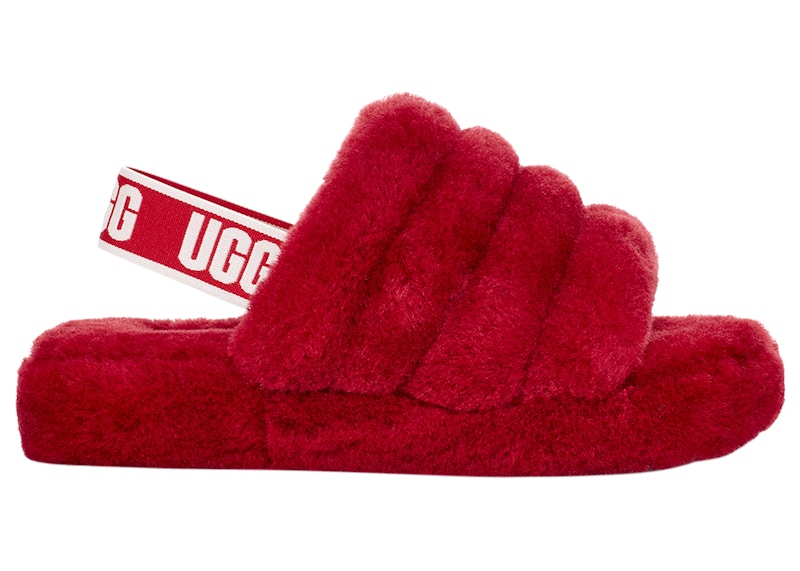 Red ugg sales fluff slippers