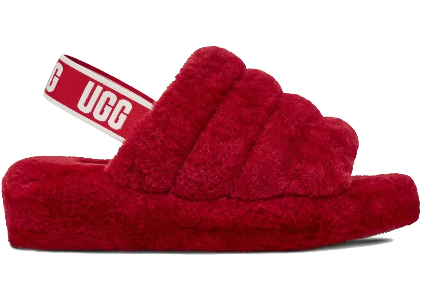 UGG Fluff Yeah Slide Samba Red (Women's) 1095119-SBR US