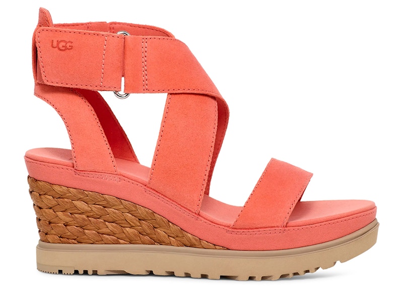 Pre-owned Ugg Ileana Ankle Sandal (women's) Sneakers In Vibrant Coral In Orange