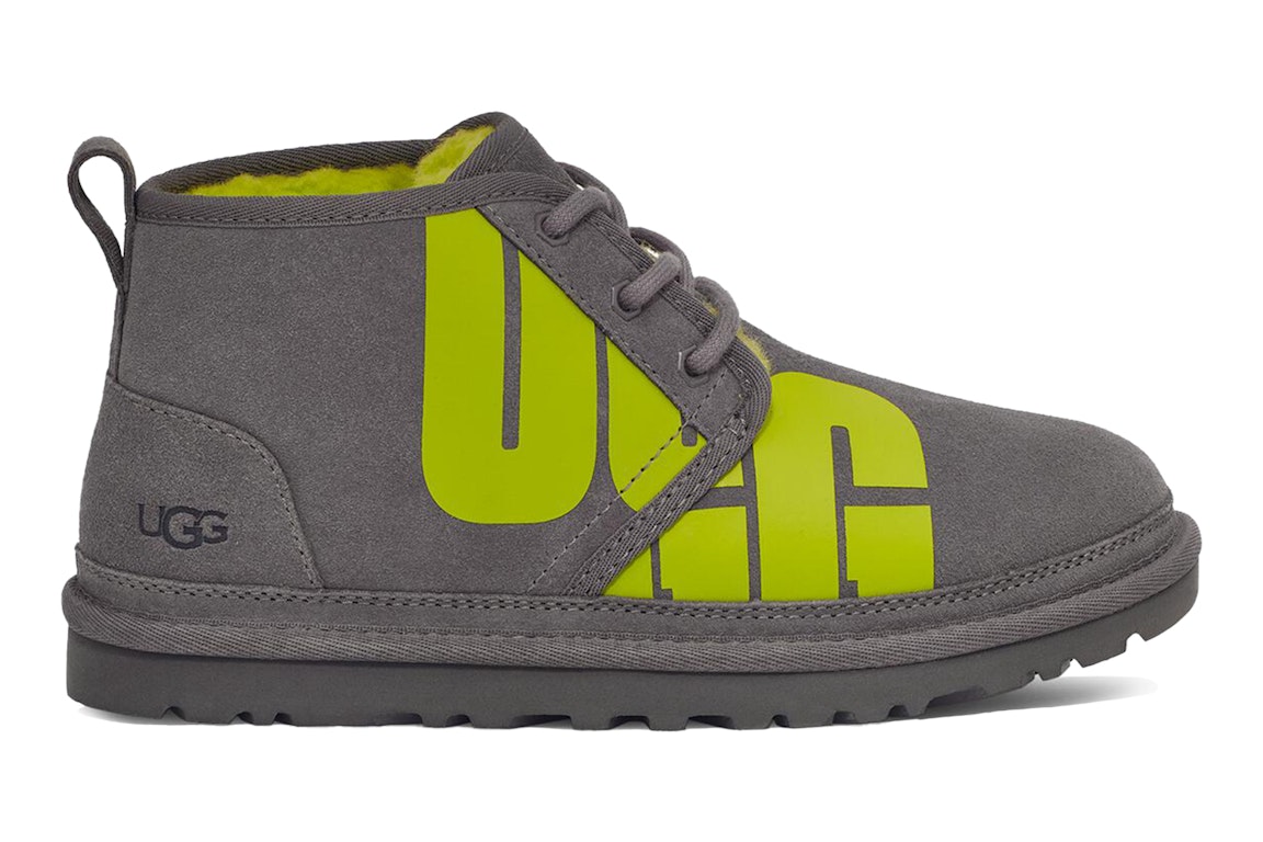 Pre-owned Ugg Neumel Boot Chopd Charcoal Key Lime (women's) In Charcoal/key Lime