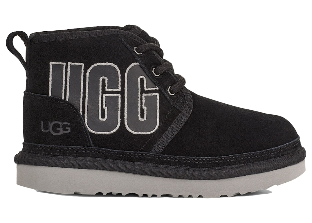 Pre-owned Ugg Neumel Graphic Boot Black Grey Suede (kids) In Black/grey Suede