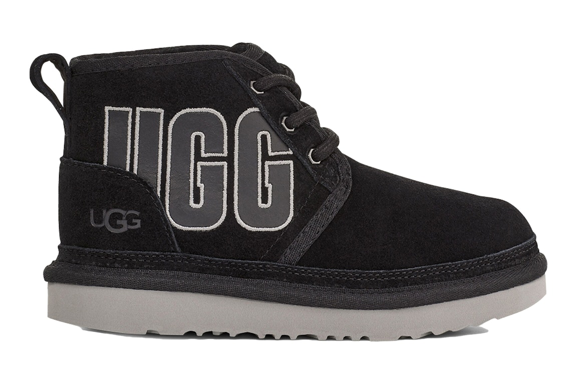 Pre-owned Ugg Neumel Graphic Boot Black Grey Suede (kids) In Black/grey Suede