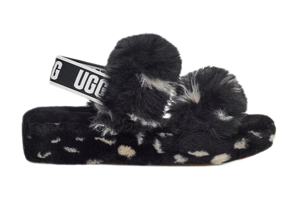 Pre-owned Ugg Oh Yeah Spots Slide Black (women's) In Black/white